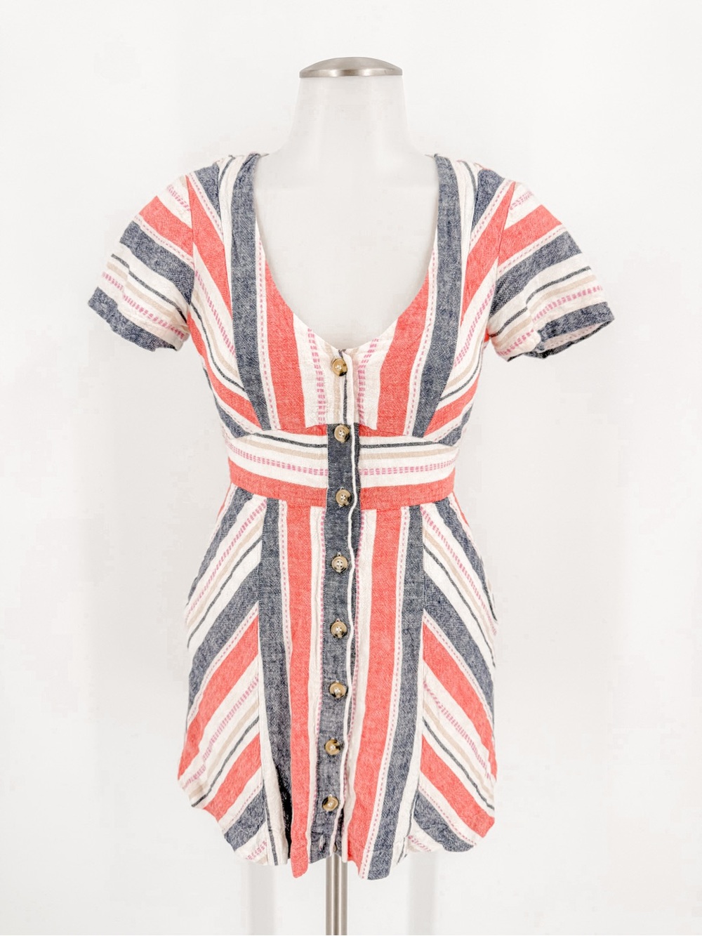Parker Striped Button Front Fit & Flare Dress